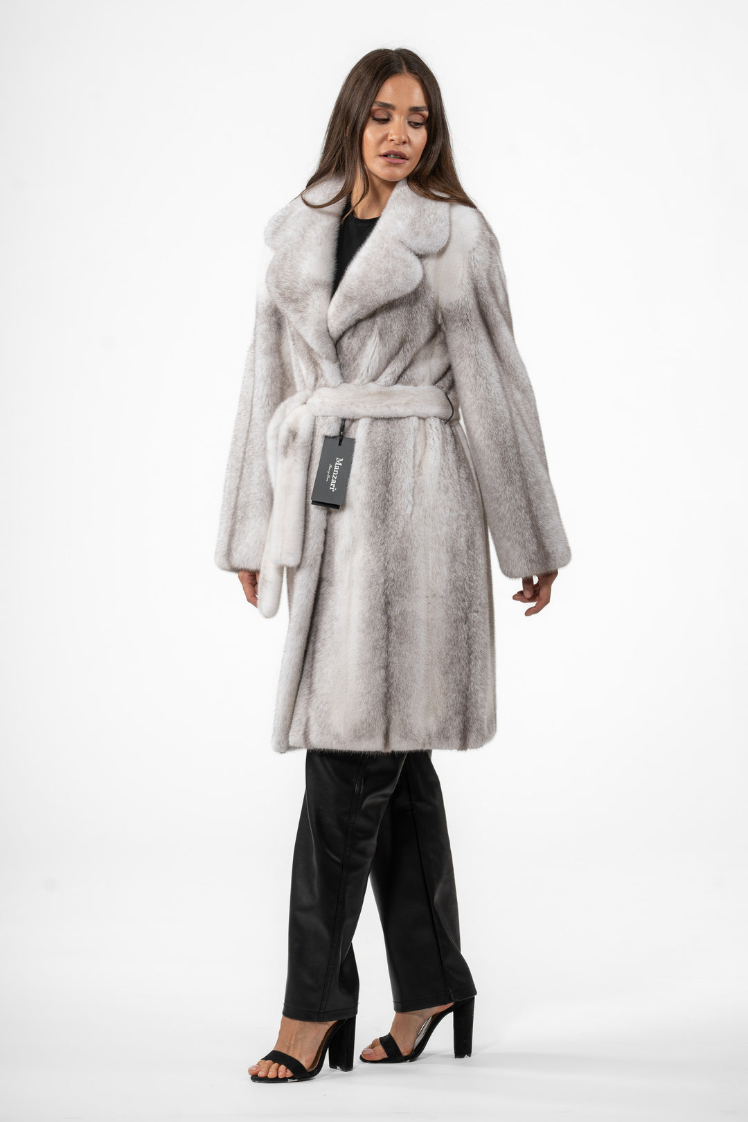 Manzari Silver Blue Mink fur coat for timeless elegance