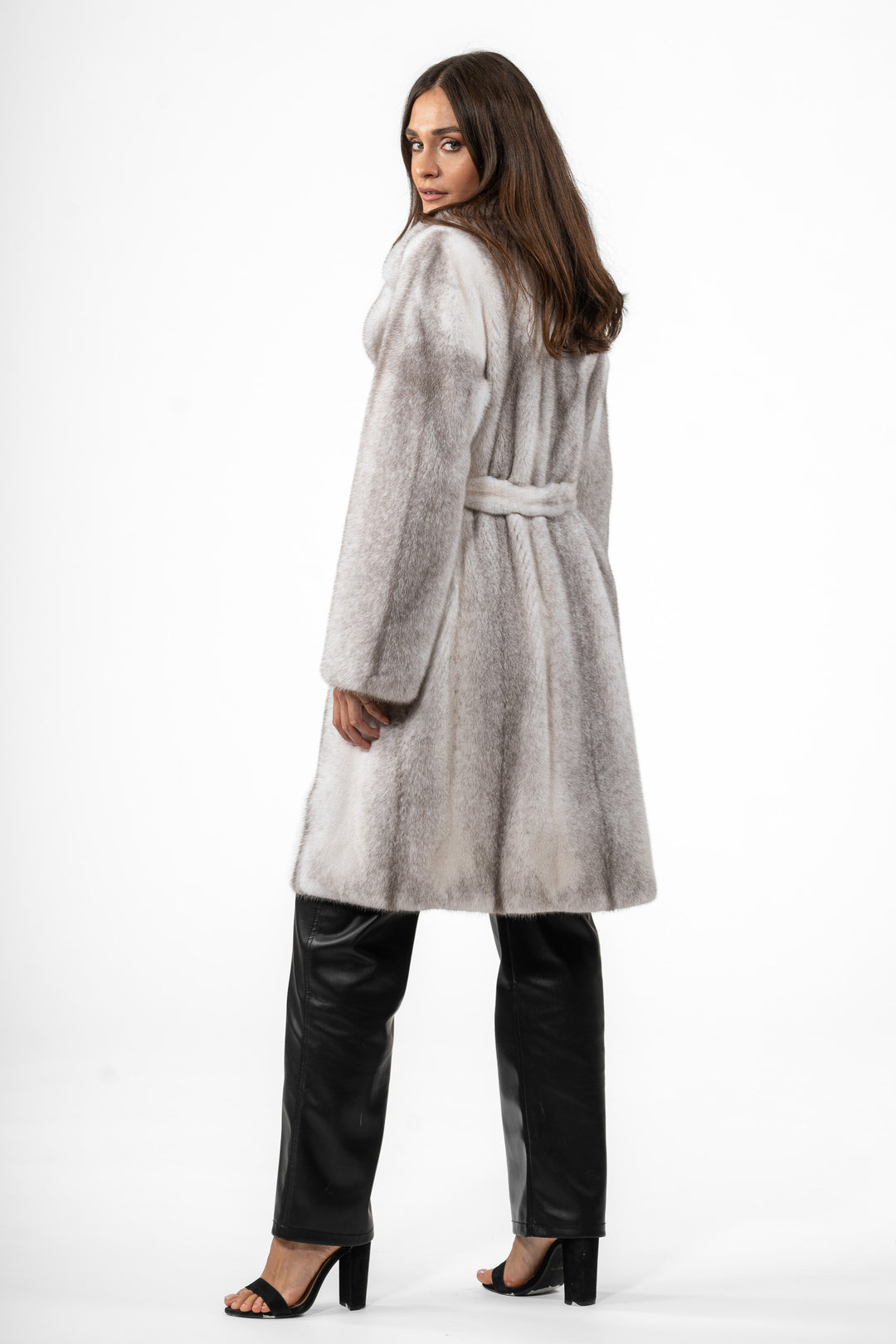 Manzari Silver Blue Mink fur coat with a modern touch