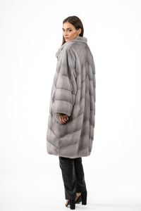 Model wearing a Sapphire Mink fur coat