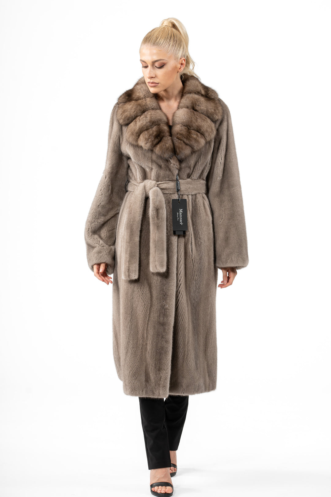 Manzari Silver Blue Mink fur coat for timeless elegance