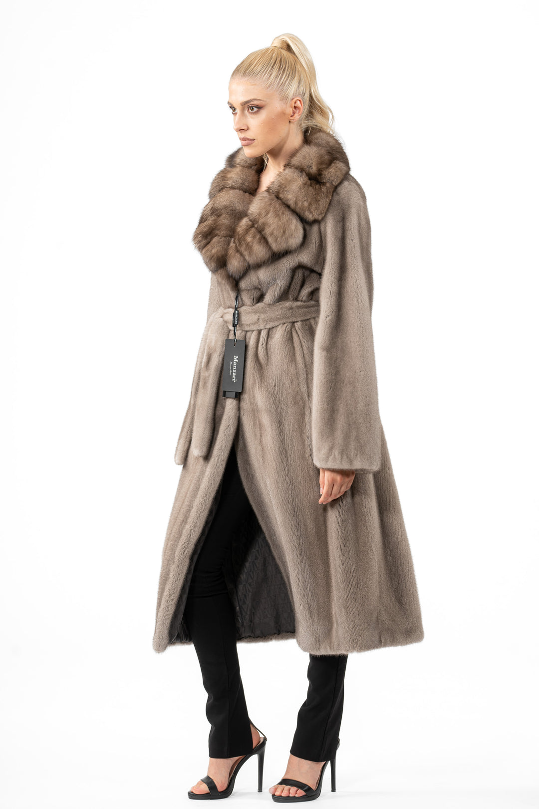 Chic Silver Blue Mink fur coat by manzari for a bold statement