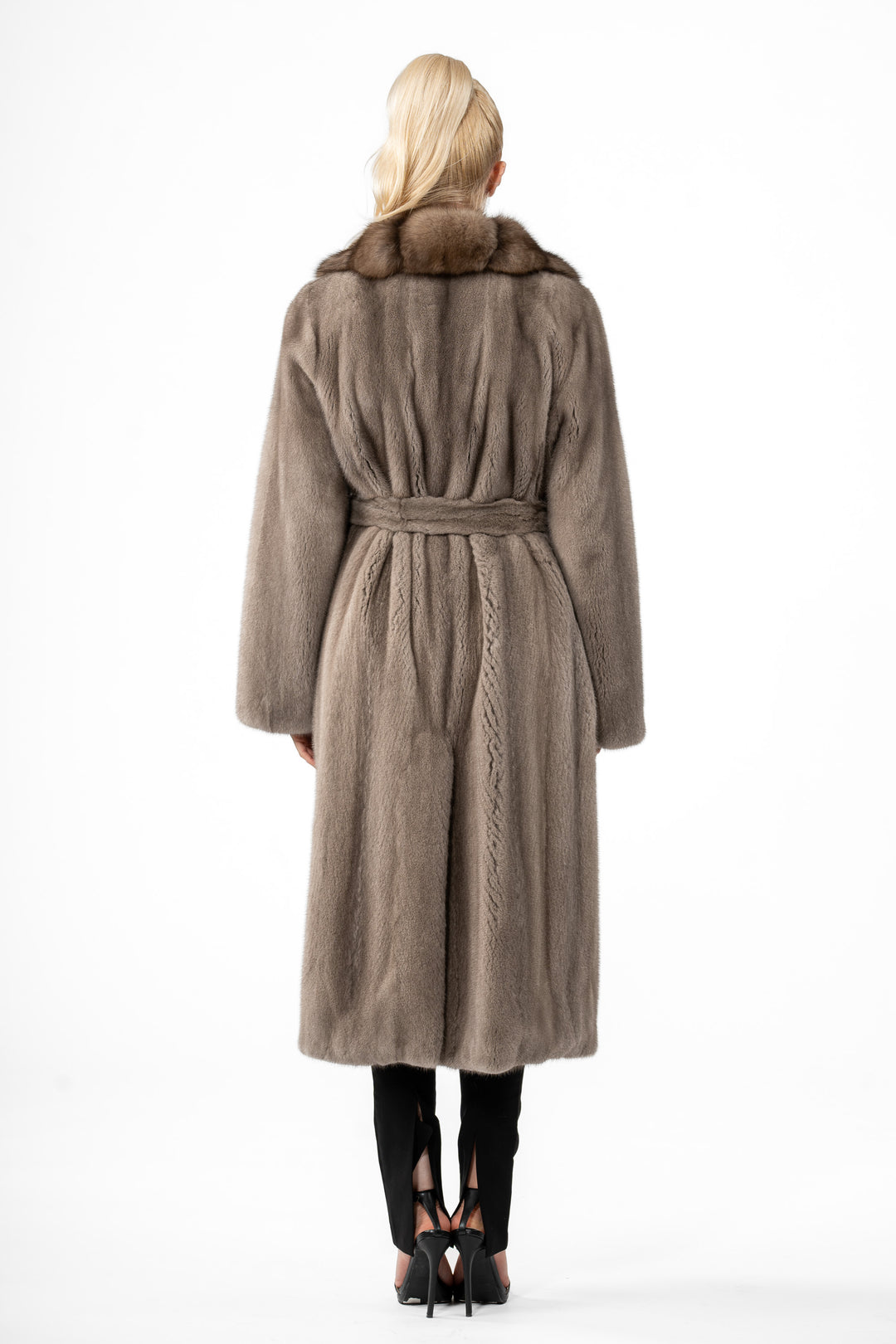 Chic Silver Blue Mink fur coat by manzari for a bold statement