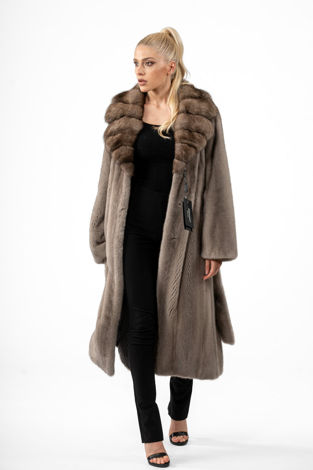 Premium Silver Blue Mink fur coat for a sophisticated style