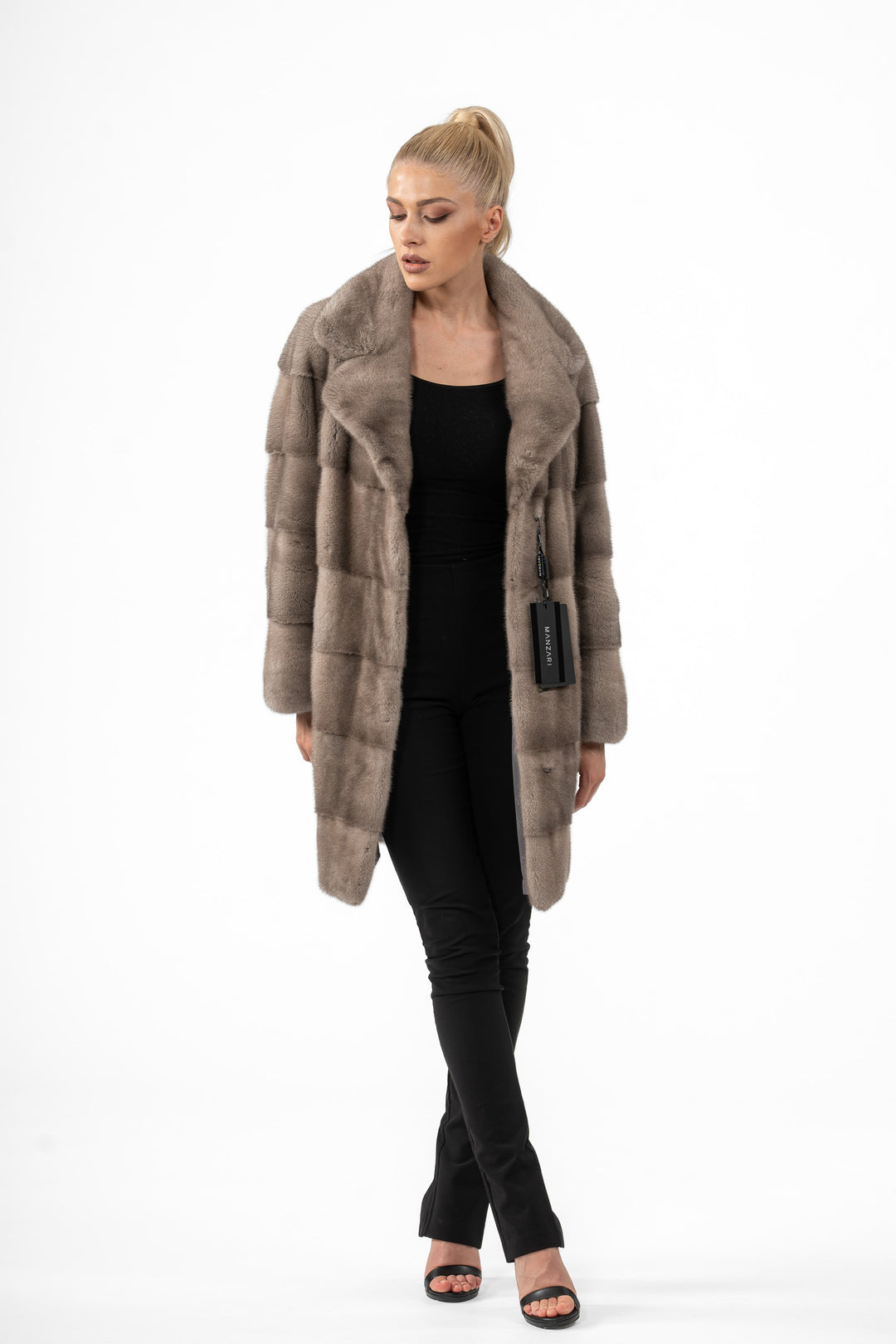 Chic Silver Blue Mink fur coat by manzari for a bold statement