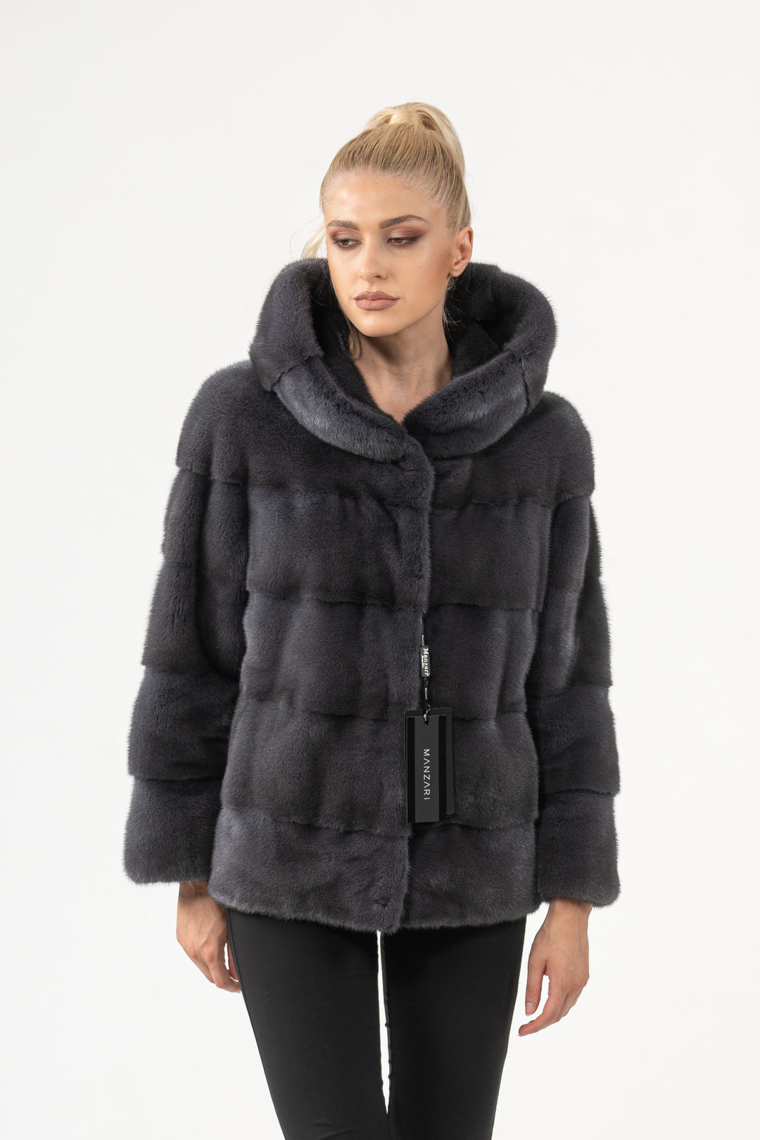 Manzari Grafite Mink fur coat for a timeless appeal