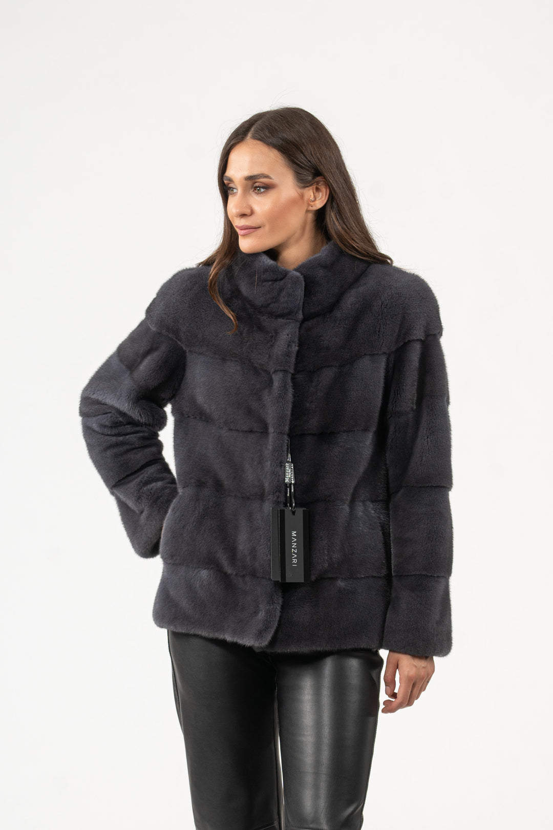 Chic Grafite Mink fur coat by manzari for a bold statement