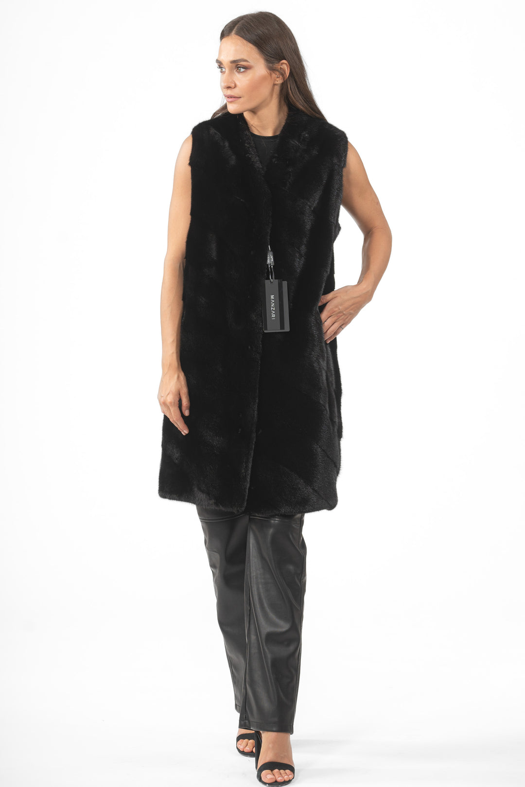 Manzari Black Mink fur coat with a modern touch
