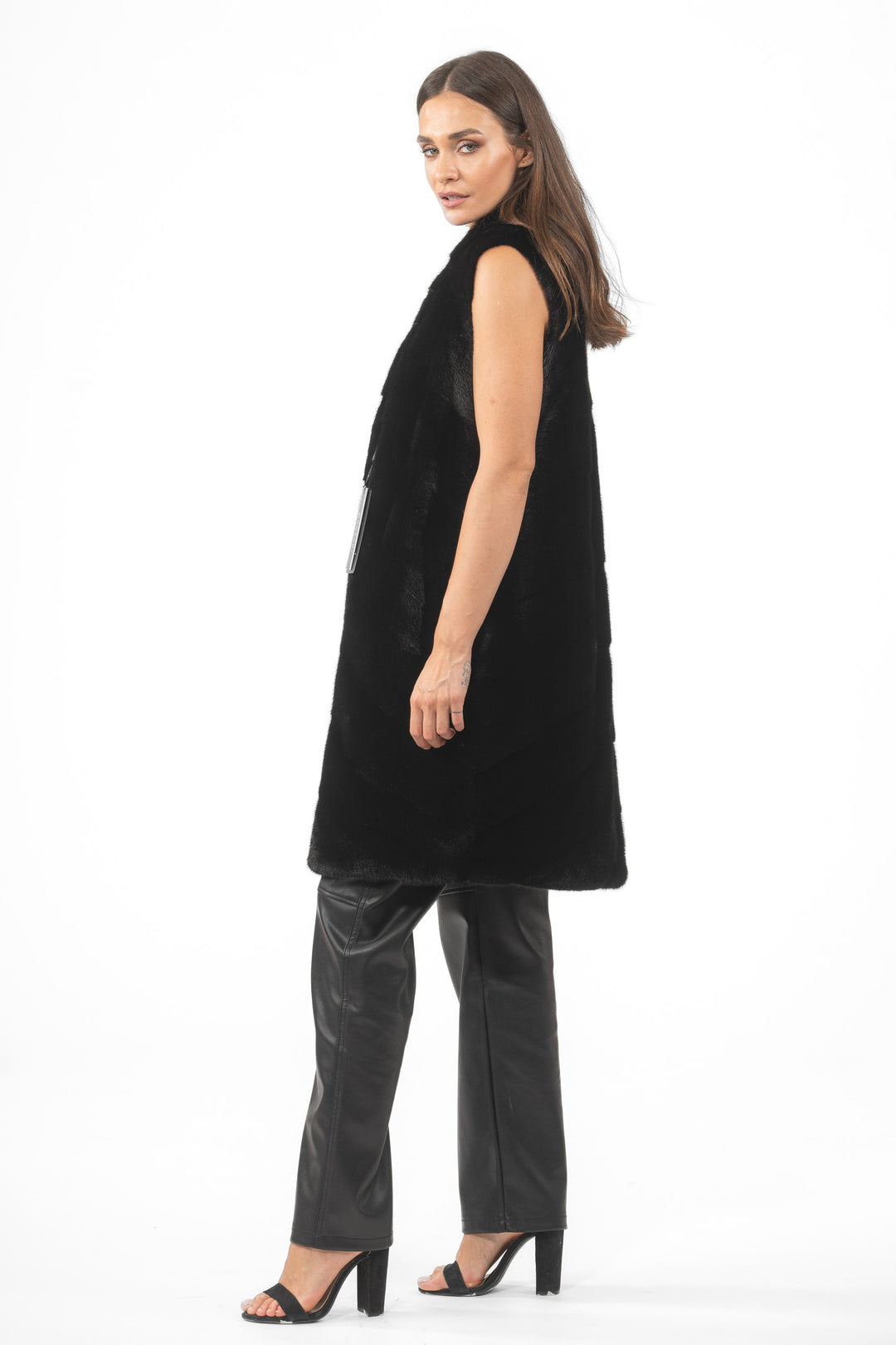 Chic Black Mink fur coat by manzari for a bold statement