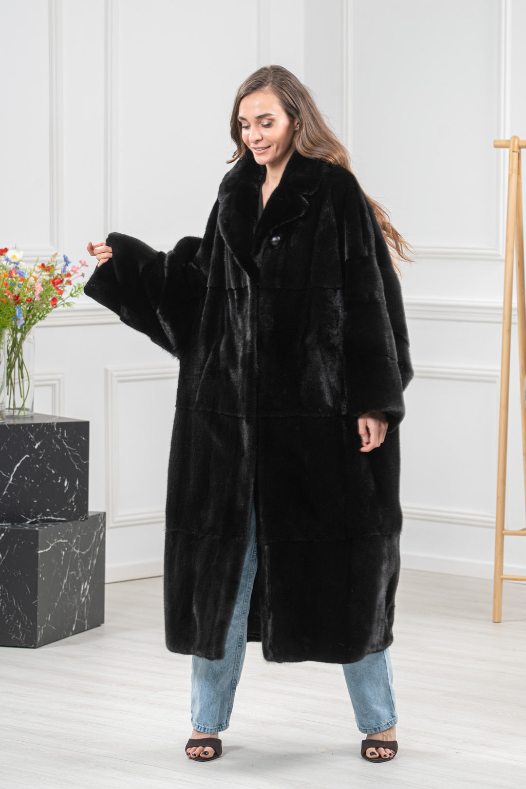 Black Mink Fur Coat - Women&