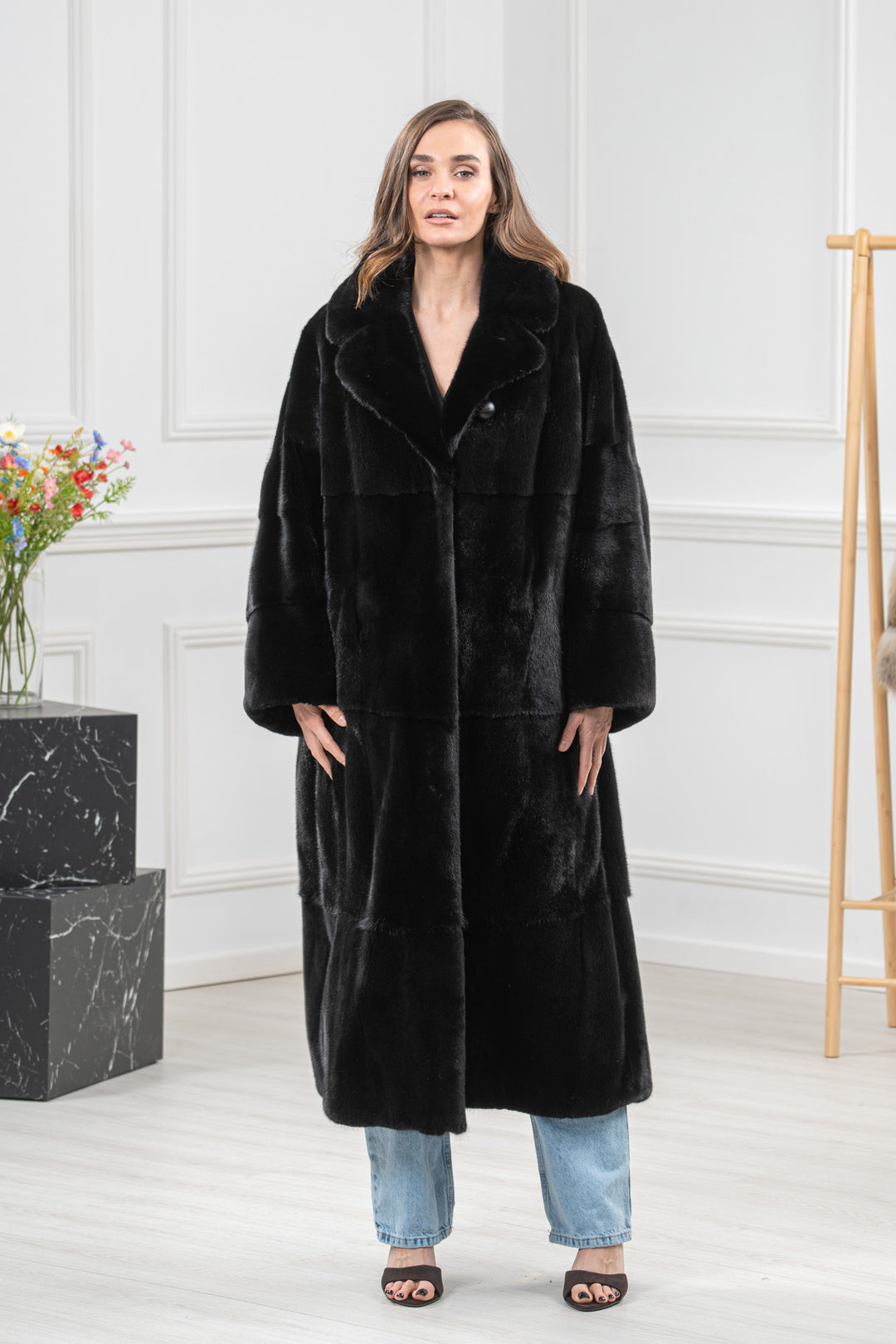 Black Mink Fur Coat - Women&