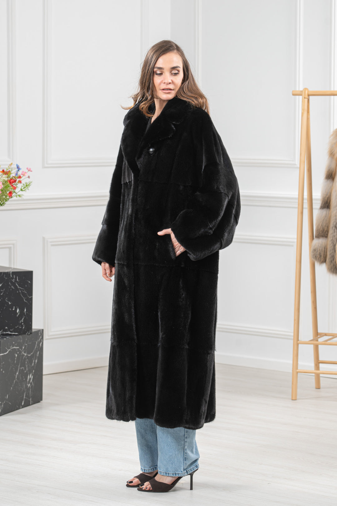 Black Mink Fur Coat - Women&