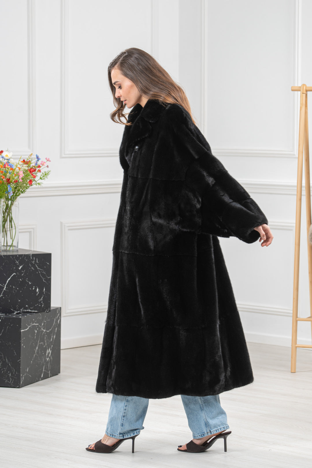 Black Mink Fur Coat - Women&