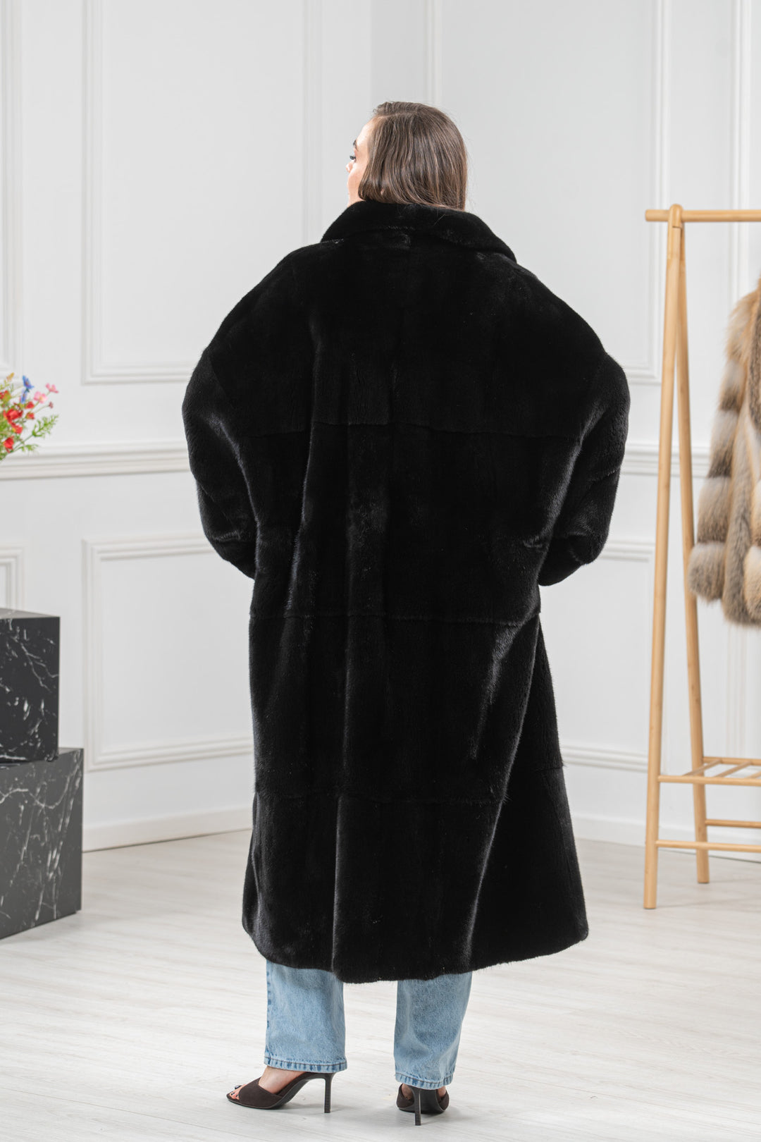 Black Mink Fur Coat - Women&