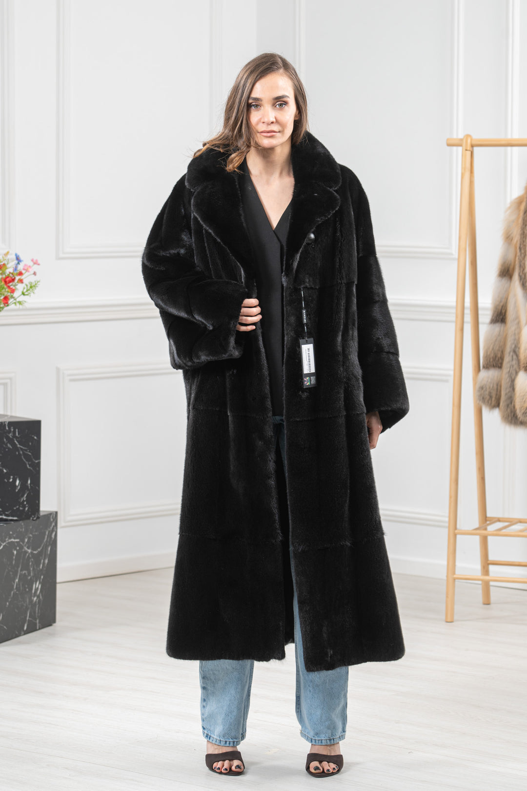 Black Mink Fur Coat - Women&