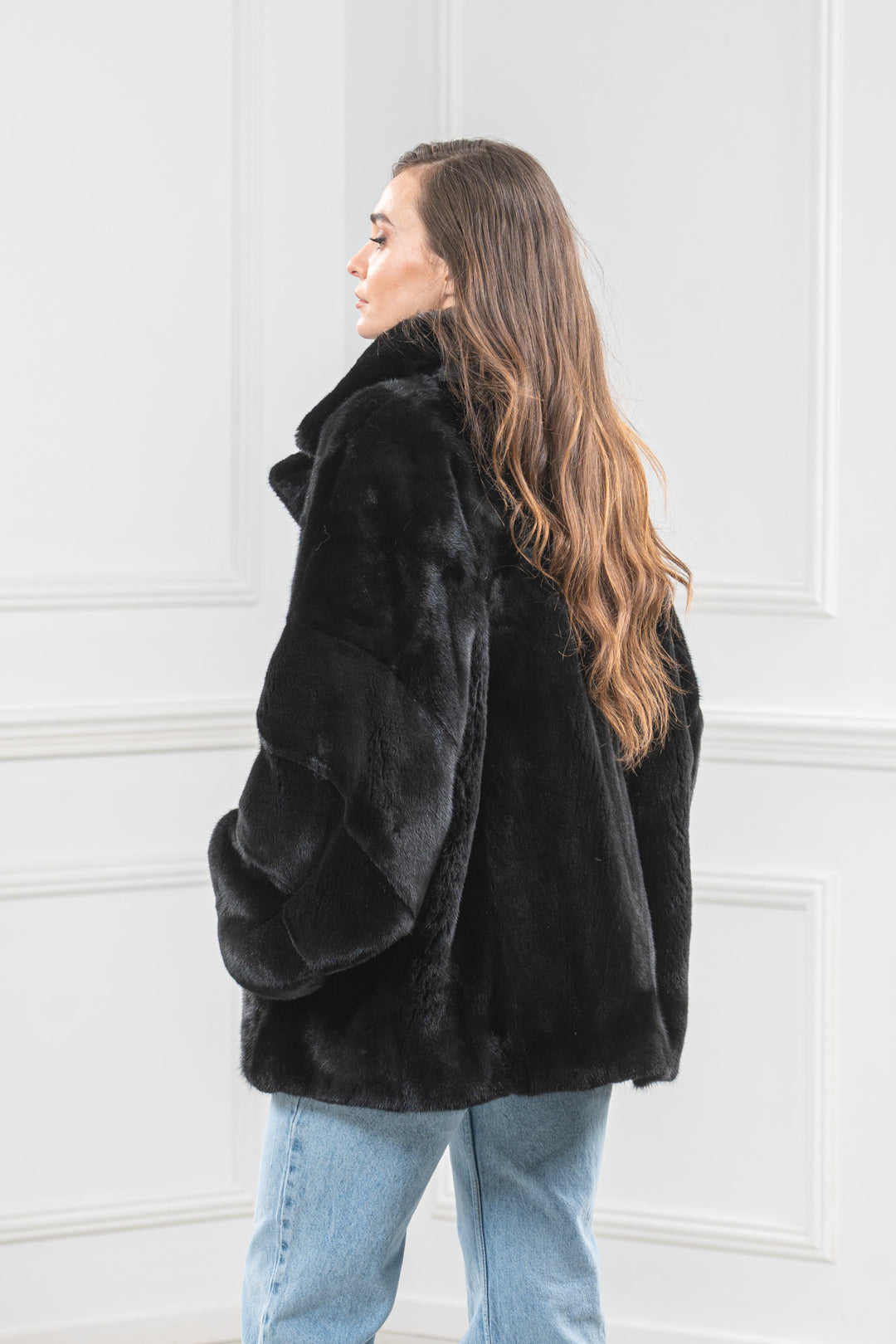 Black Mink Fur Short Jacket - Women&