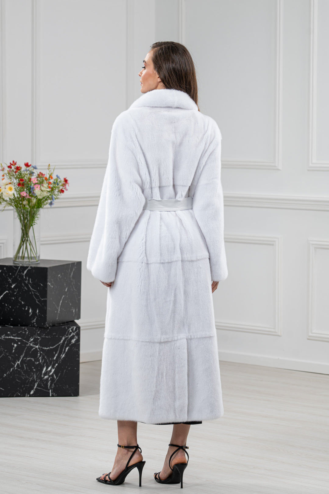 White Mink Fur Coat - Women&