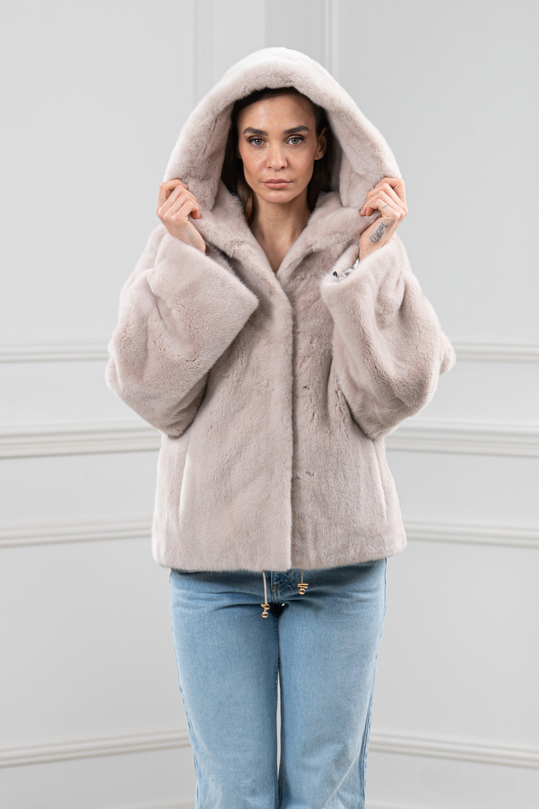 Powder Mink Fur Short Jacket - Women&