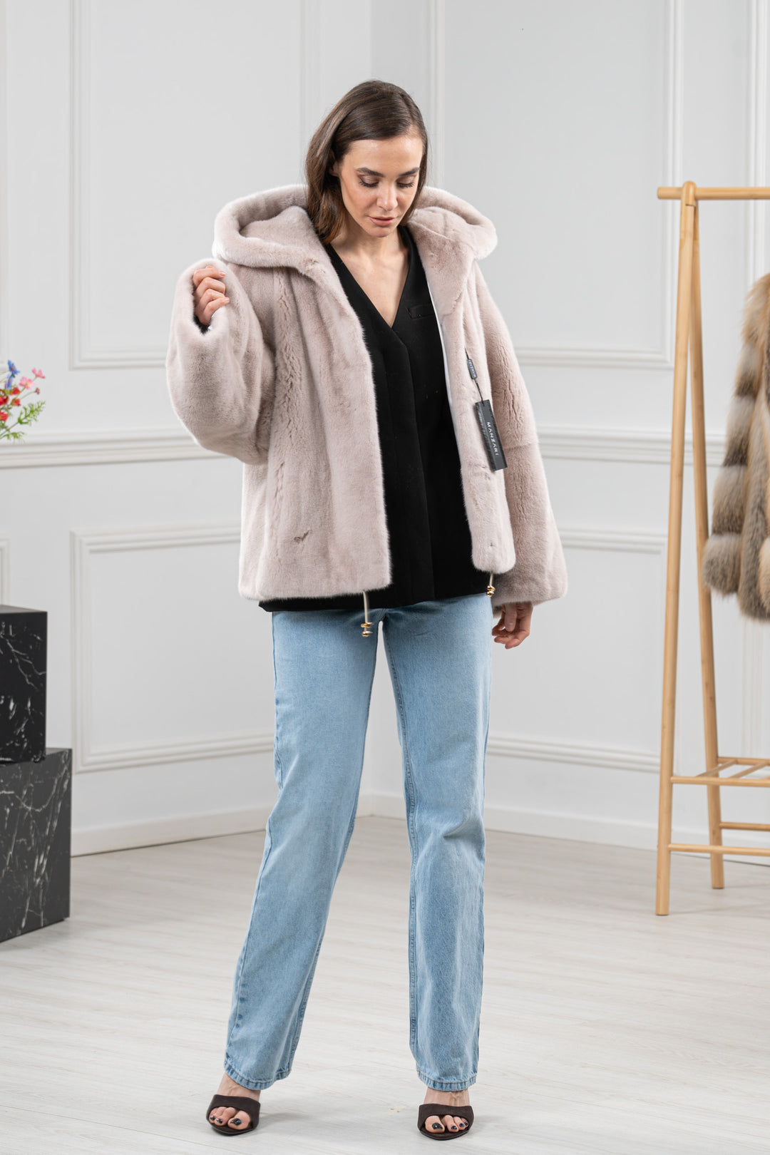 Powder Mink Fur Short Jacket - Women&