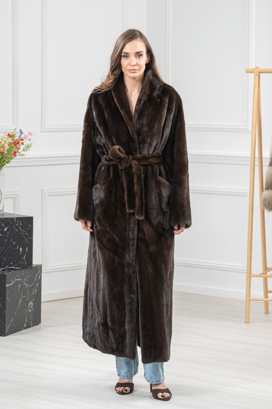 Mahogany Mink Fur Coat - Women&