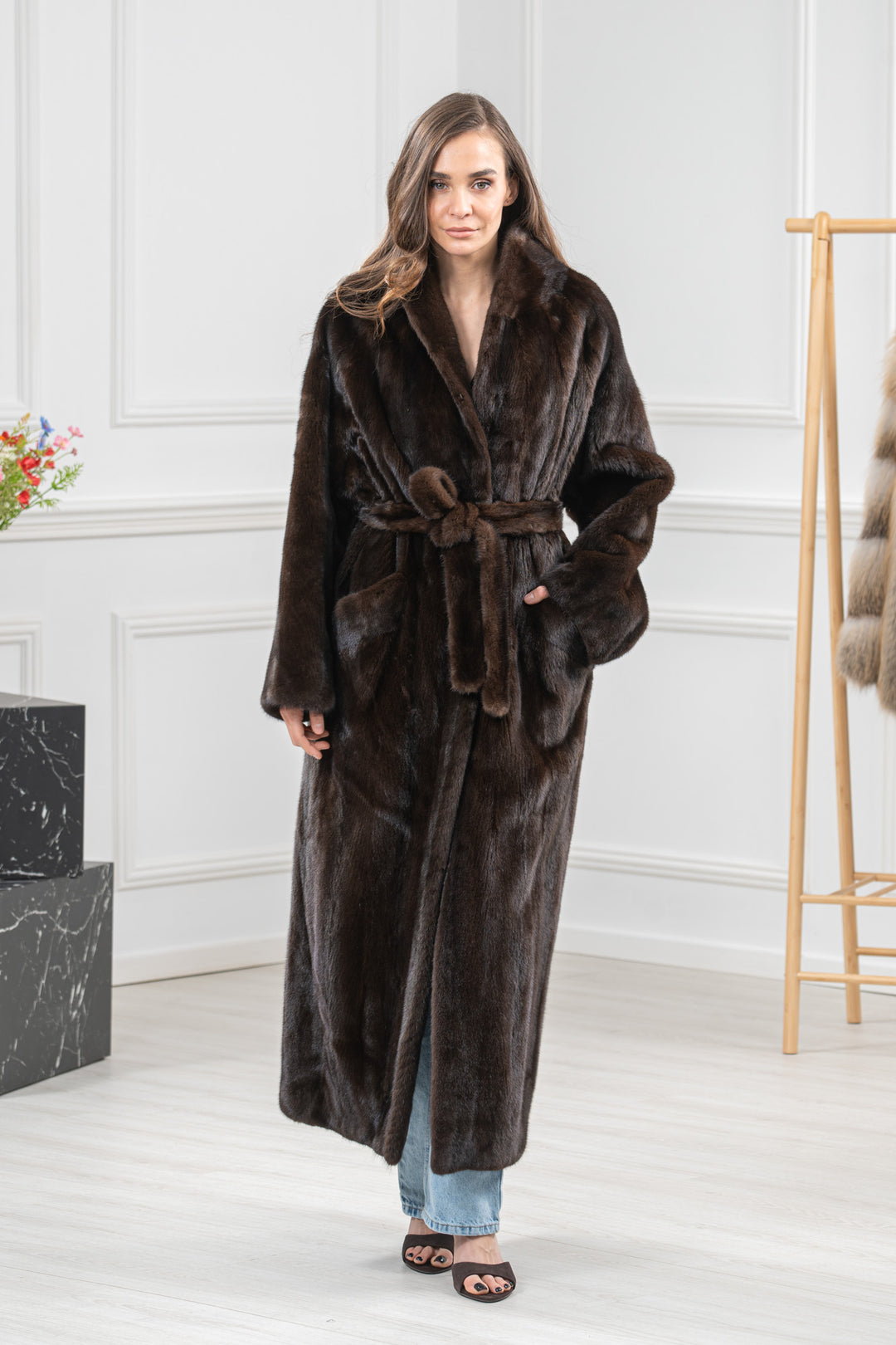 Mahogany Mink Fur Coat - Women&