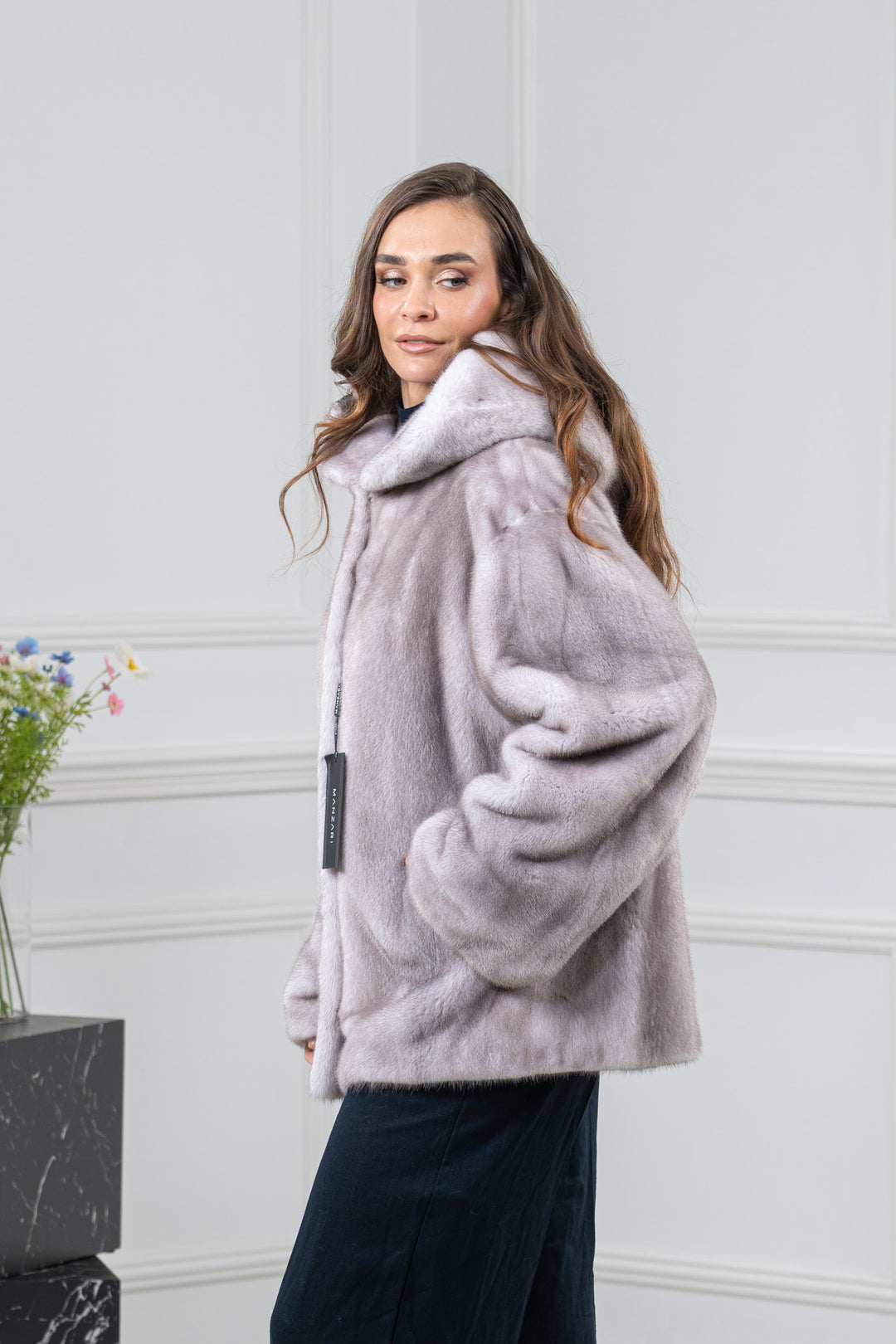 Silver Blue Mink Fur Short Jacket - Women&