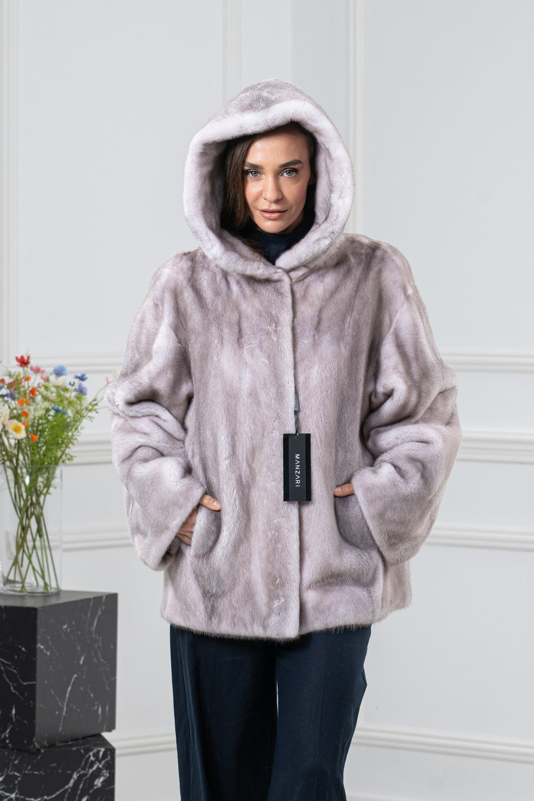 Silver Blue Mink Fur Short Jacket - Women&