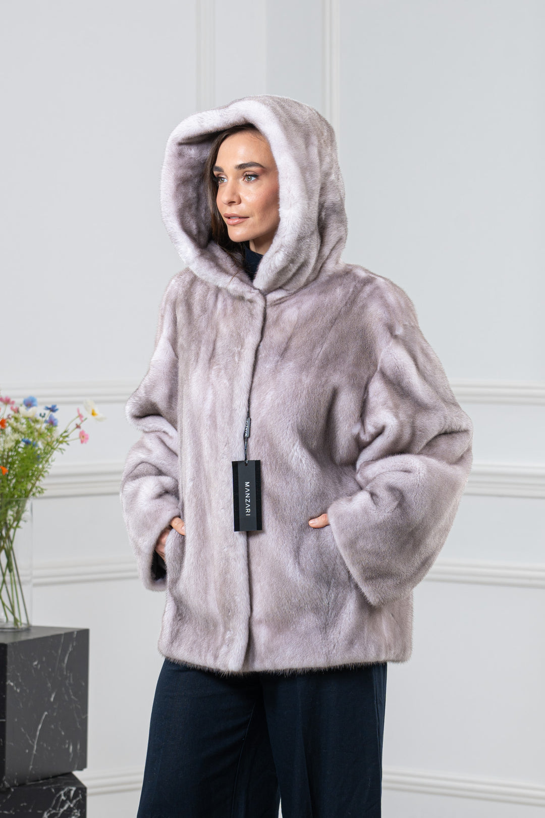 Silver Blue Mink Fur Short Jacket - Women&