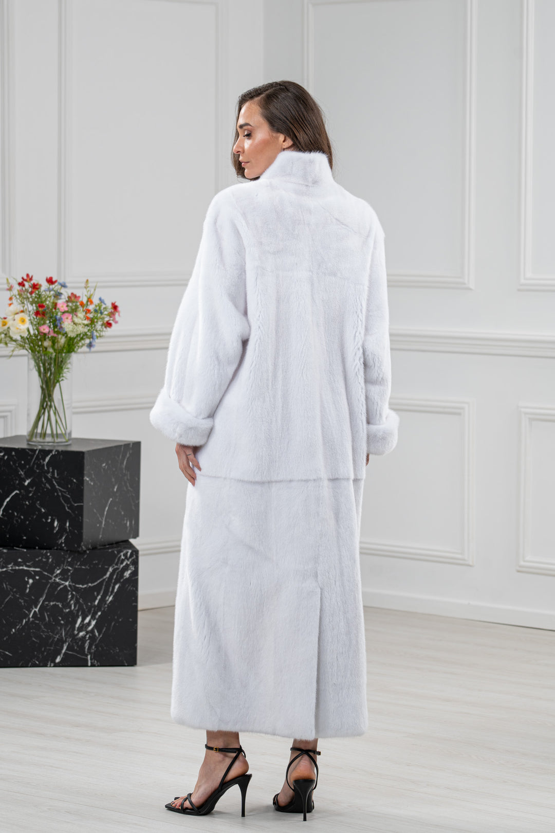 White Mink Fur Coat - Women&