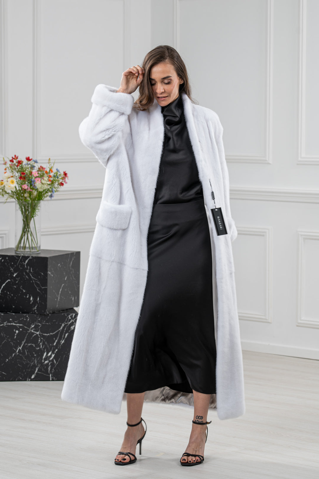 White Mink Fur Coat - Women&