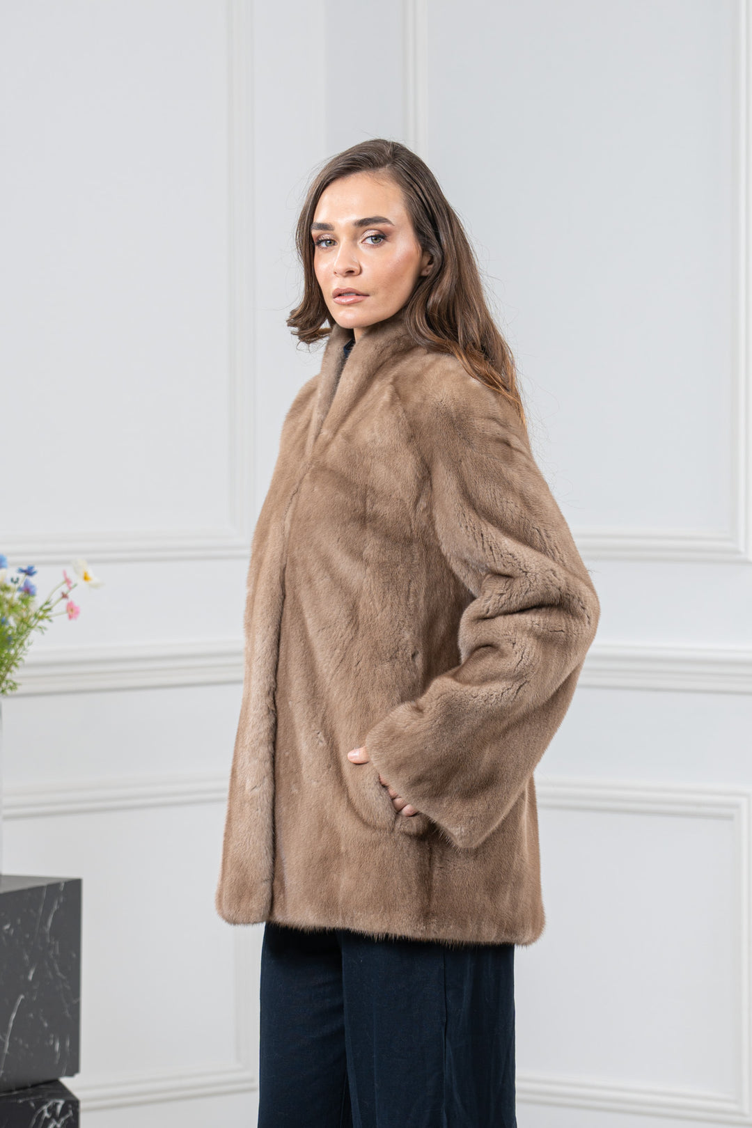 Pastel Mink Fur Short Jacket - Women&