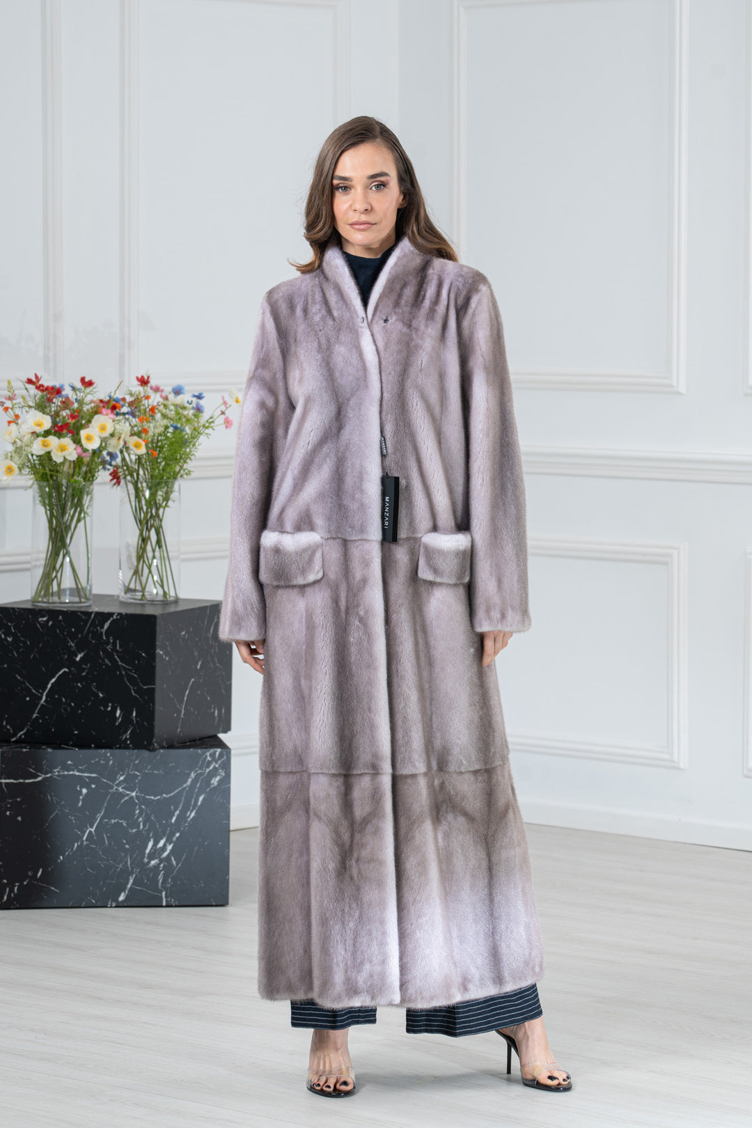 Silver Blue Mink Fur Coat - Women&