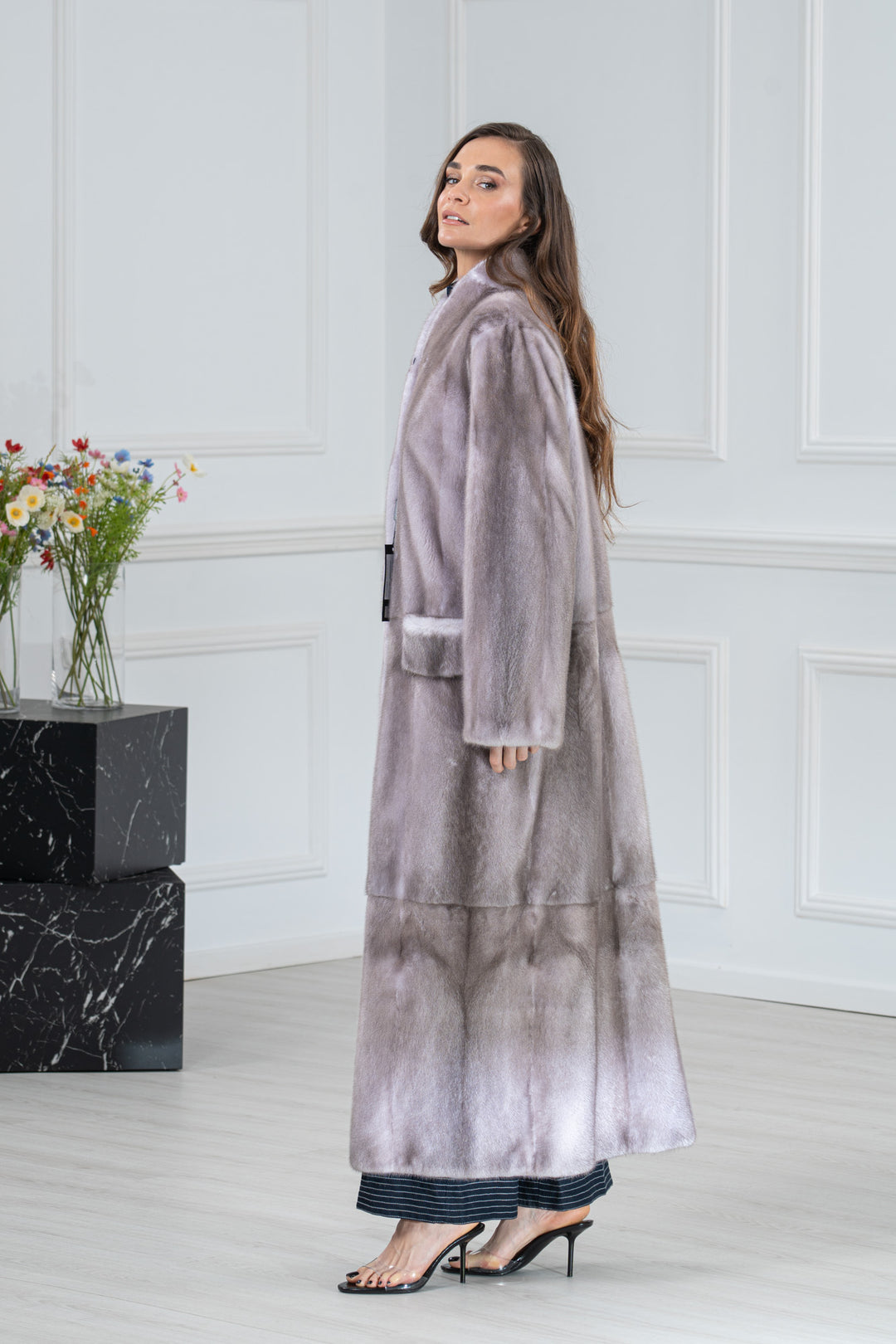 Silver Blue Mink Fur Coat - Women&
