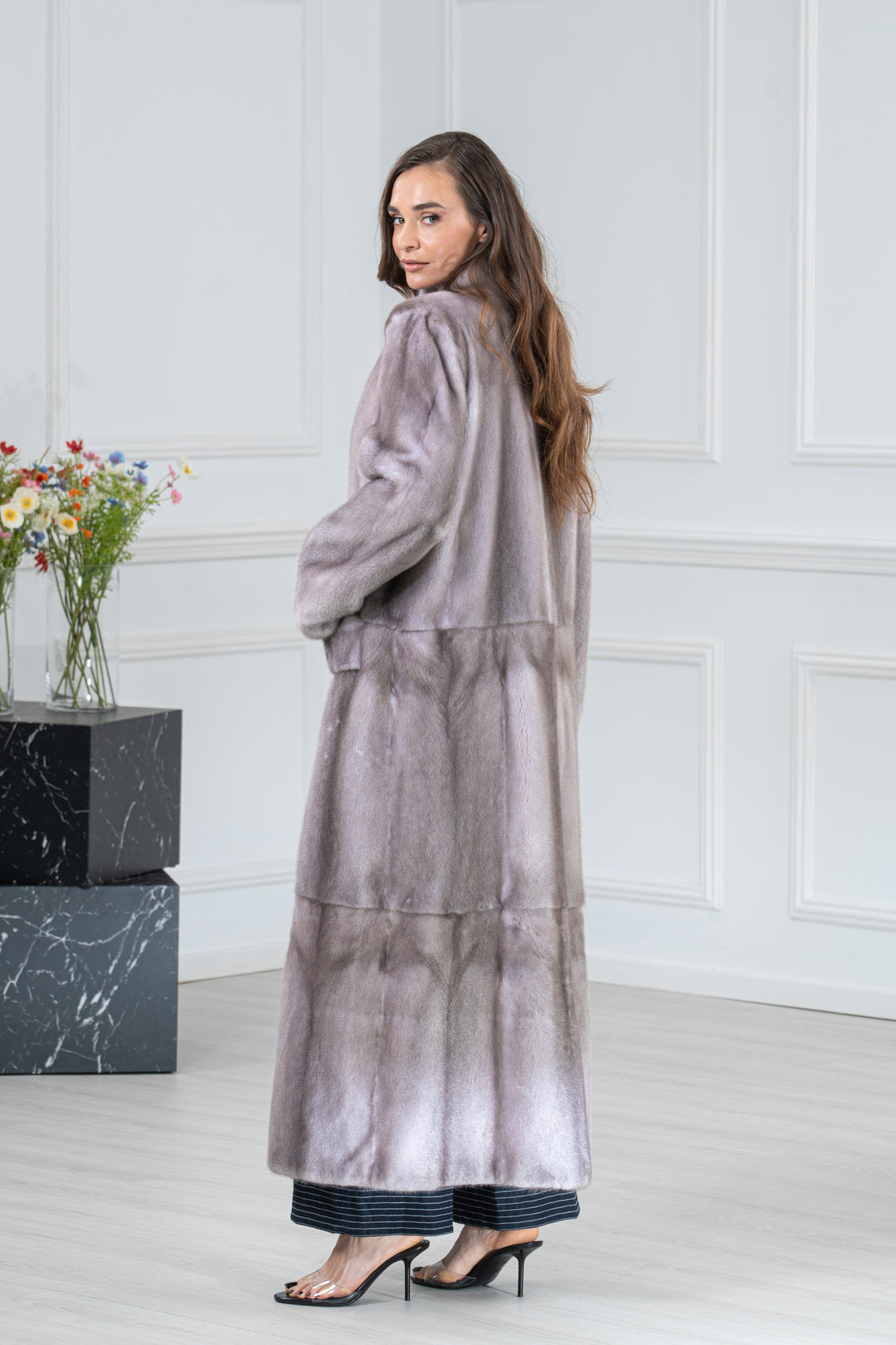 Silver Blue Mink Fur Coat - Women&
