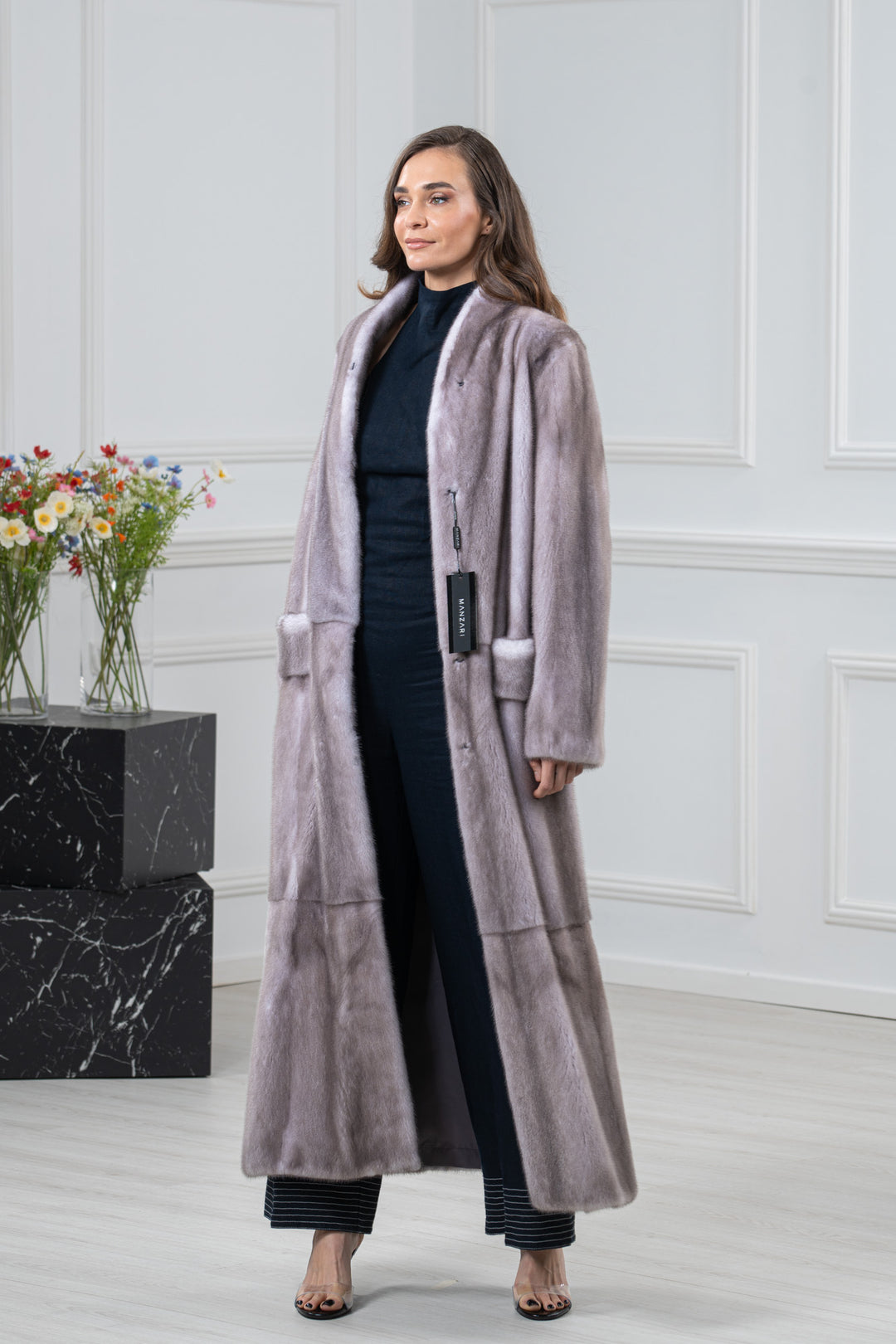 Silver Blue Mink Fur Coat - Women&