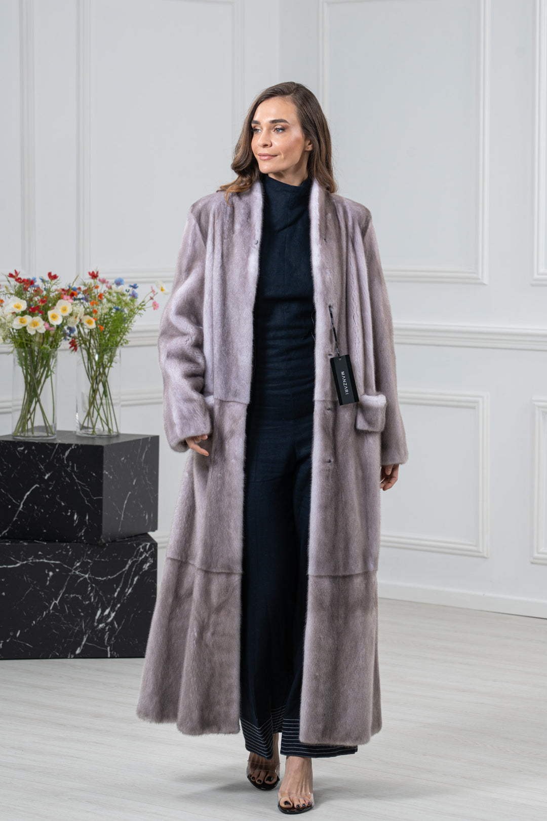 Silver Blue Mink Fur Coat - Women&