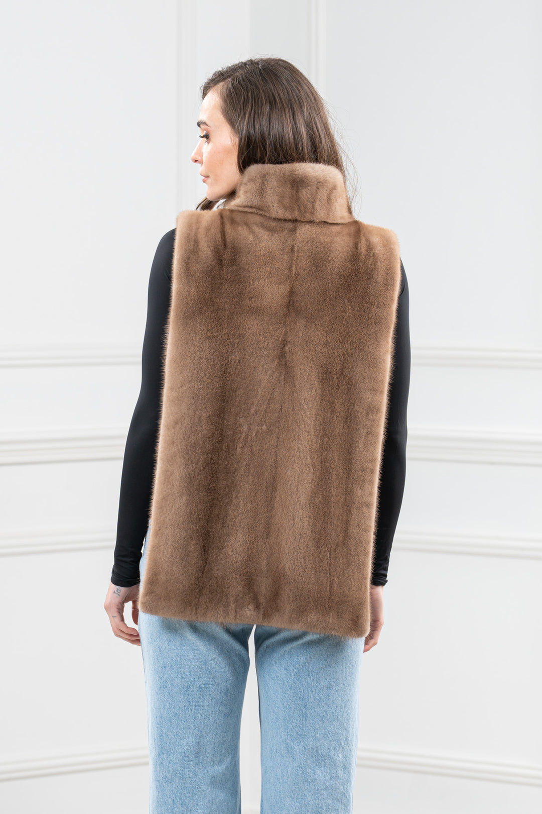 Pastel Mink Fur Short Vest - Women&