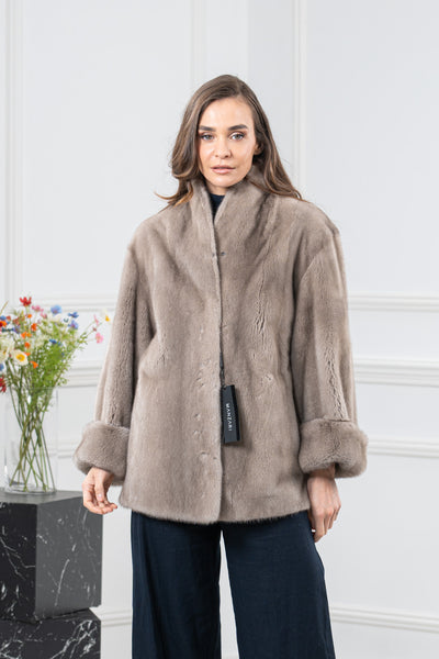 Fisher Skin Natural Long Hair Short Jacket L/O 24M4133 | MANZARI