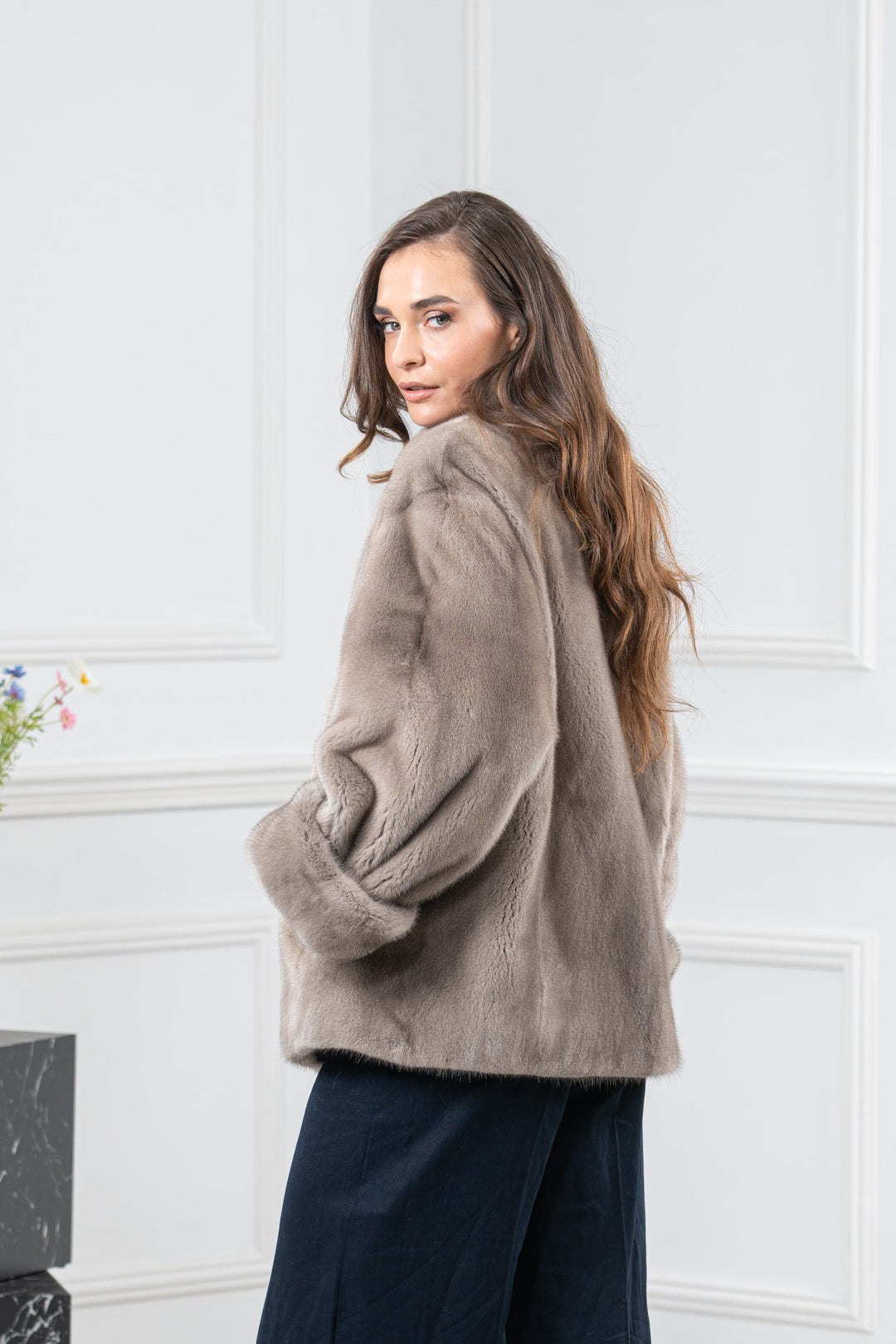 Silver Blue Mink Fur Short Jacket - Women&
