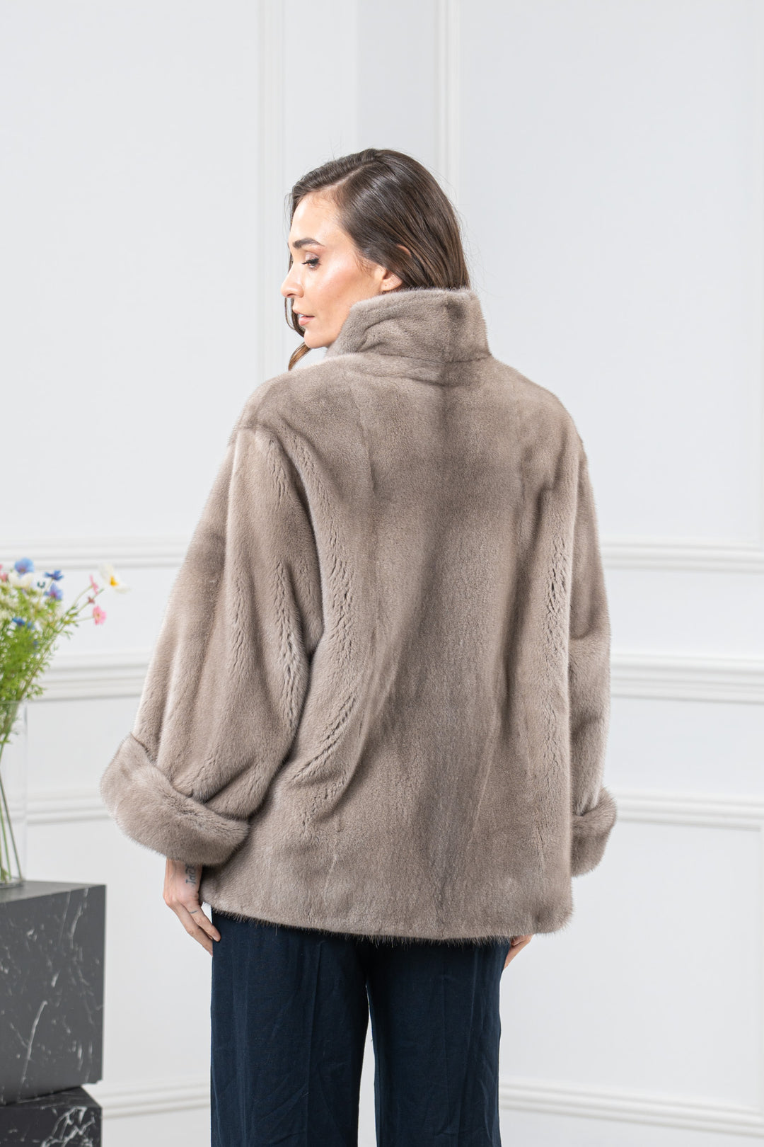 Silver Blue Mink Fur Short Jacket - Women&