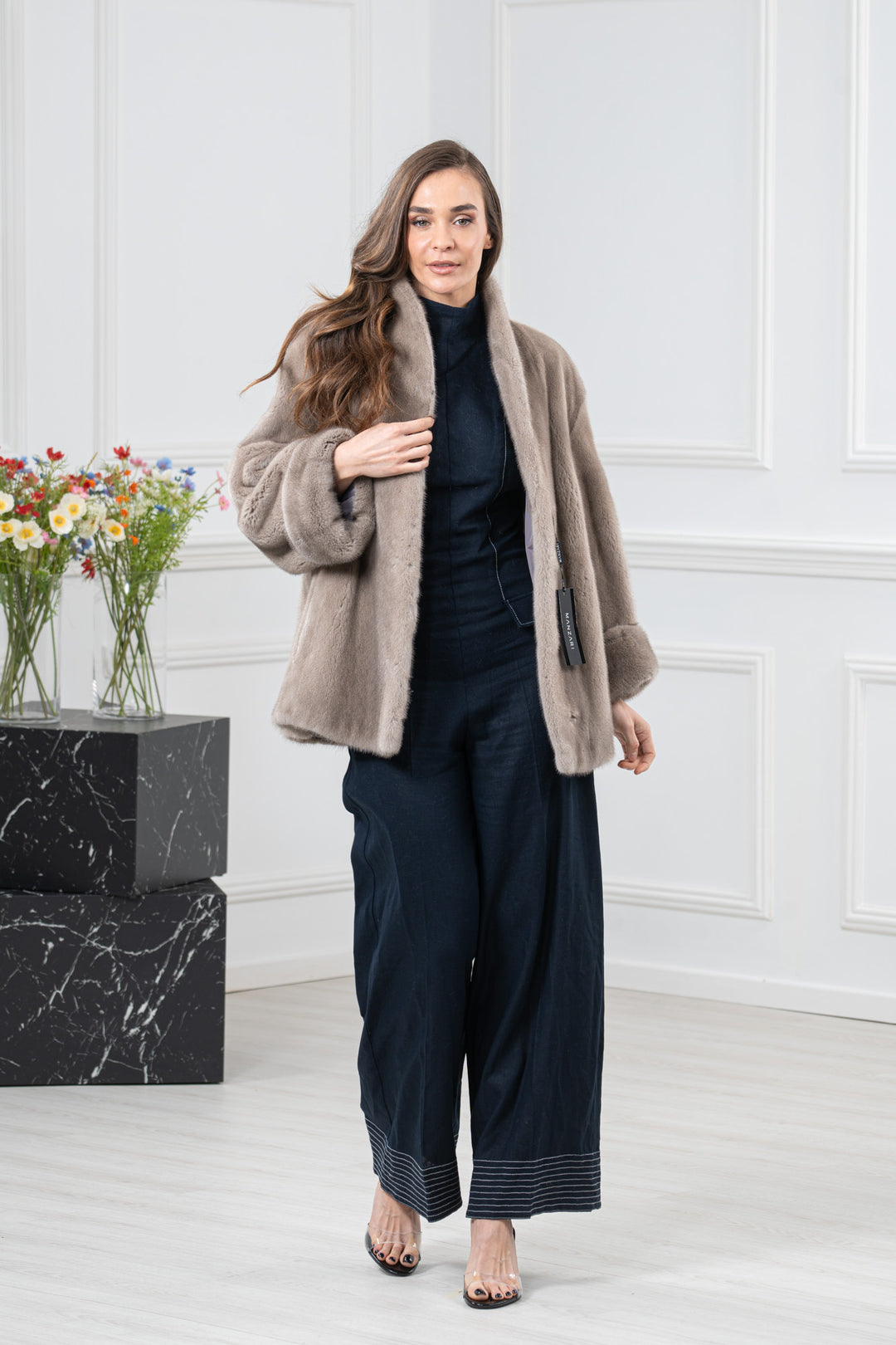 Silver Blue Mink Fur Short Jacket - Women&
