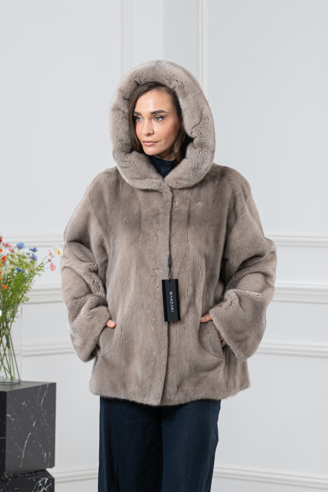 Silver Blue Mink Fur Short Jacket - Women&