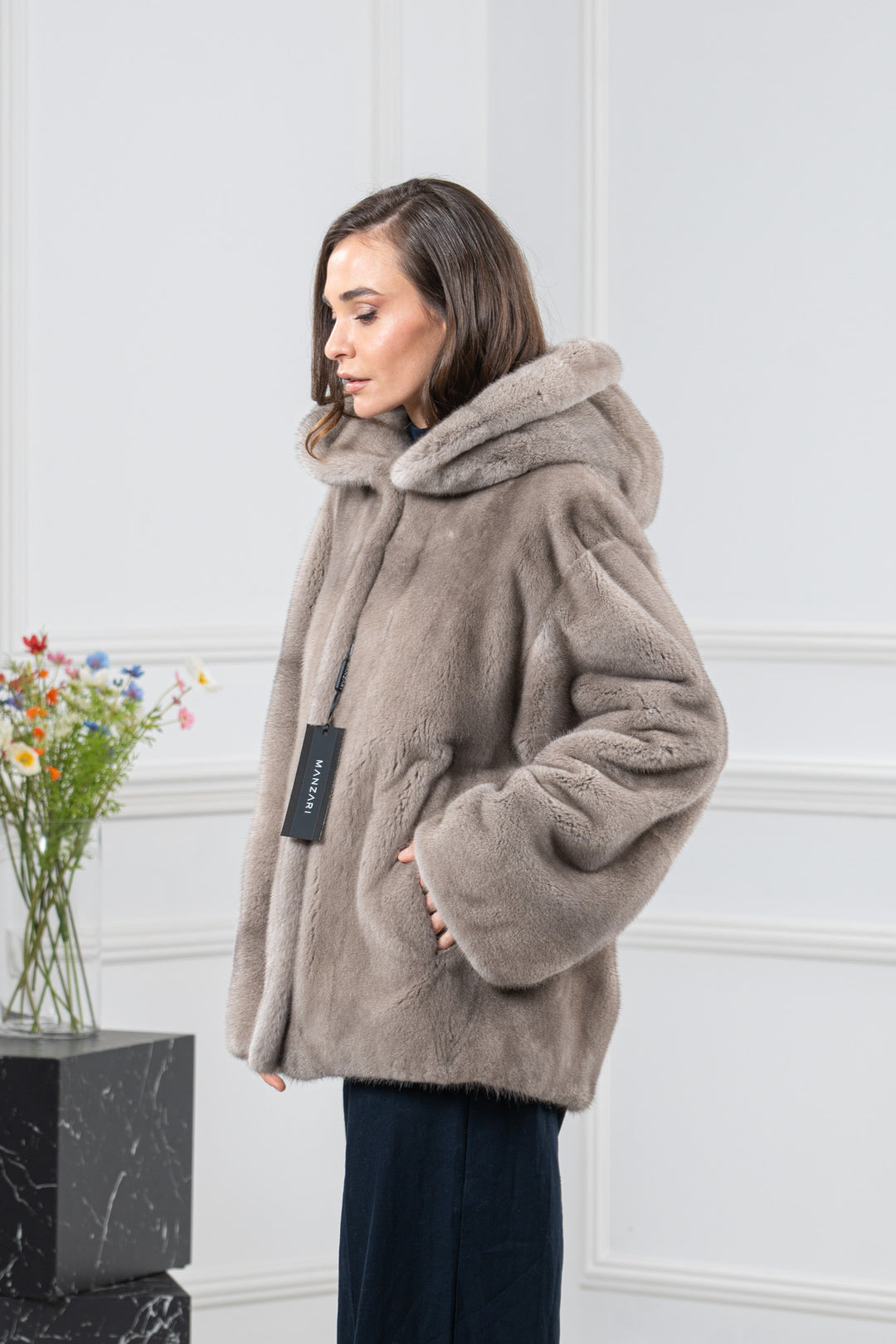 Silver Blue Mink Fur Short Jacket - Women&