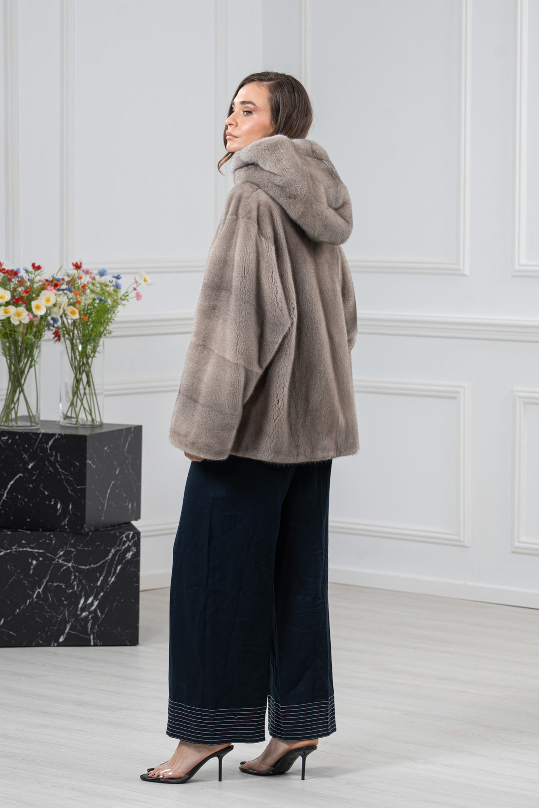 Silver Blue Mink Fur Short Jacket - Women&