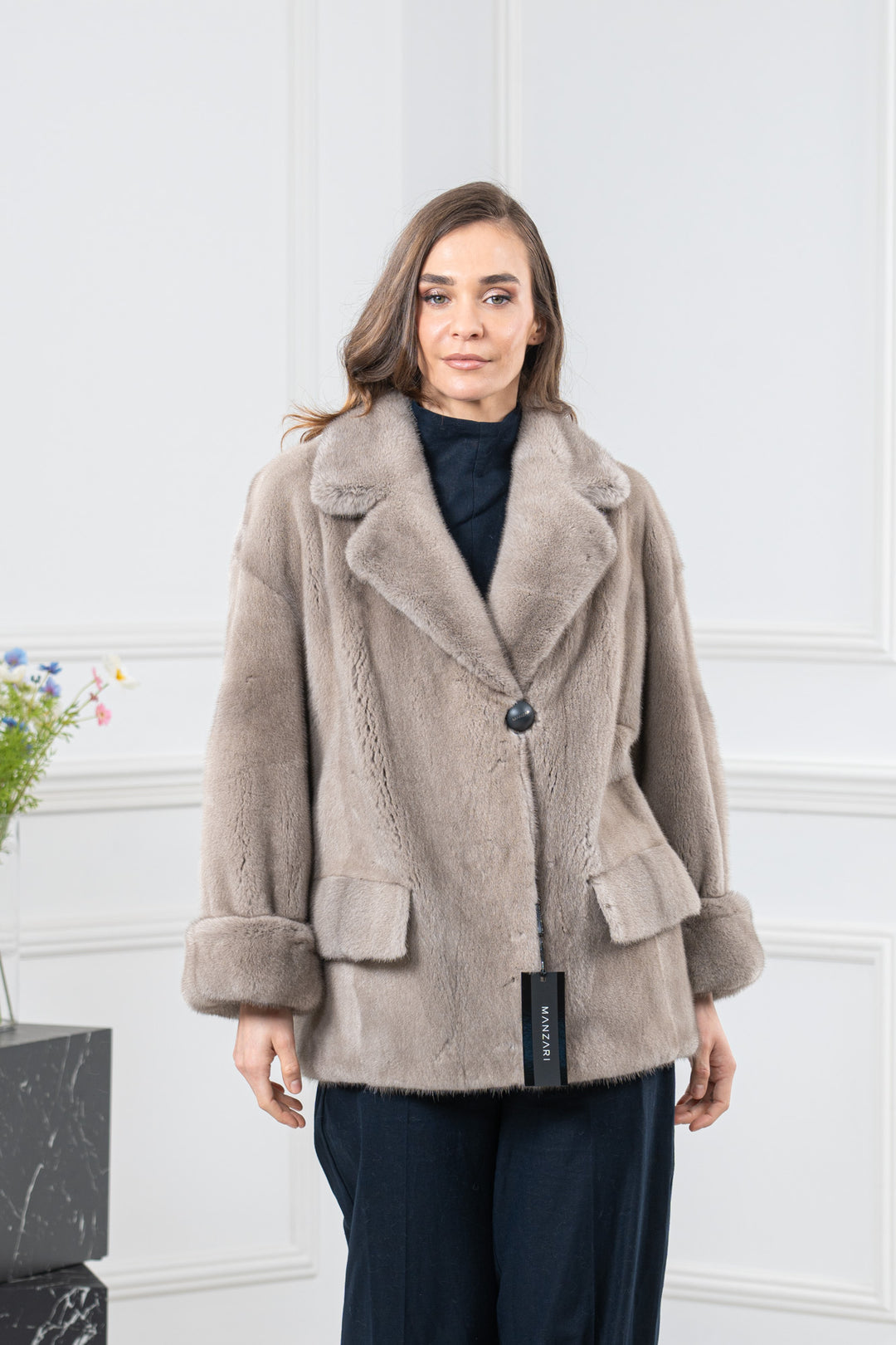 Silver Blue Mink Fur Short Jacket - Women&