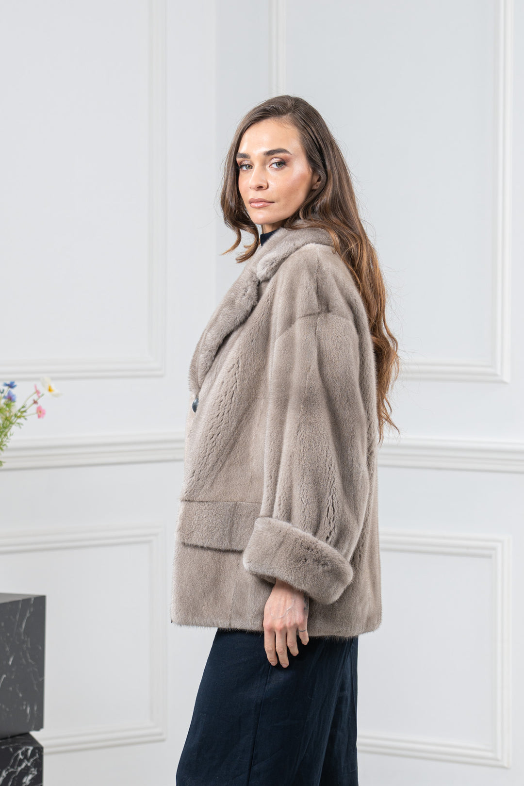 Silver Blue Mink Fur Short Jacket - Women&
