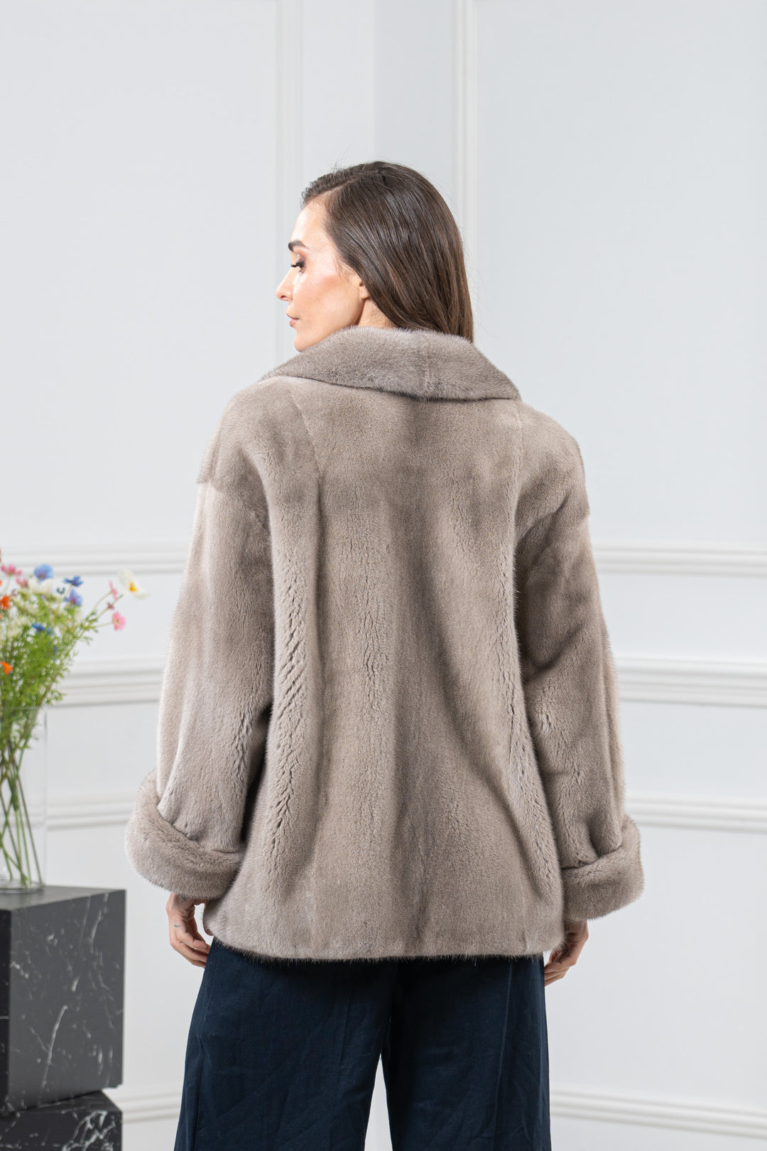 Silver Blue Mink Fur Short Jacket - Women&