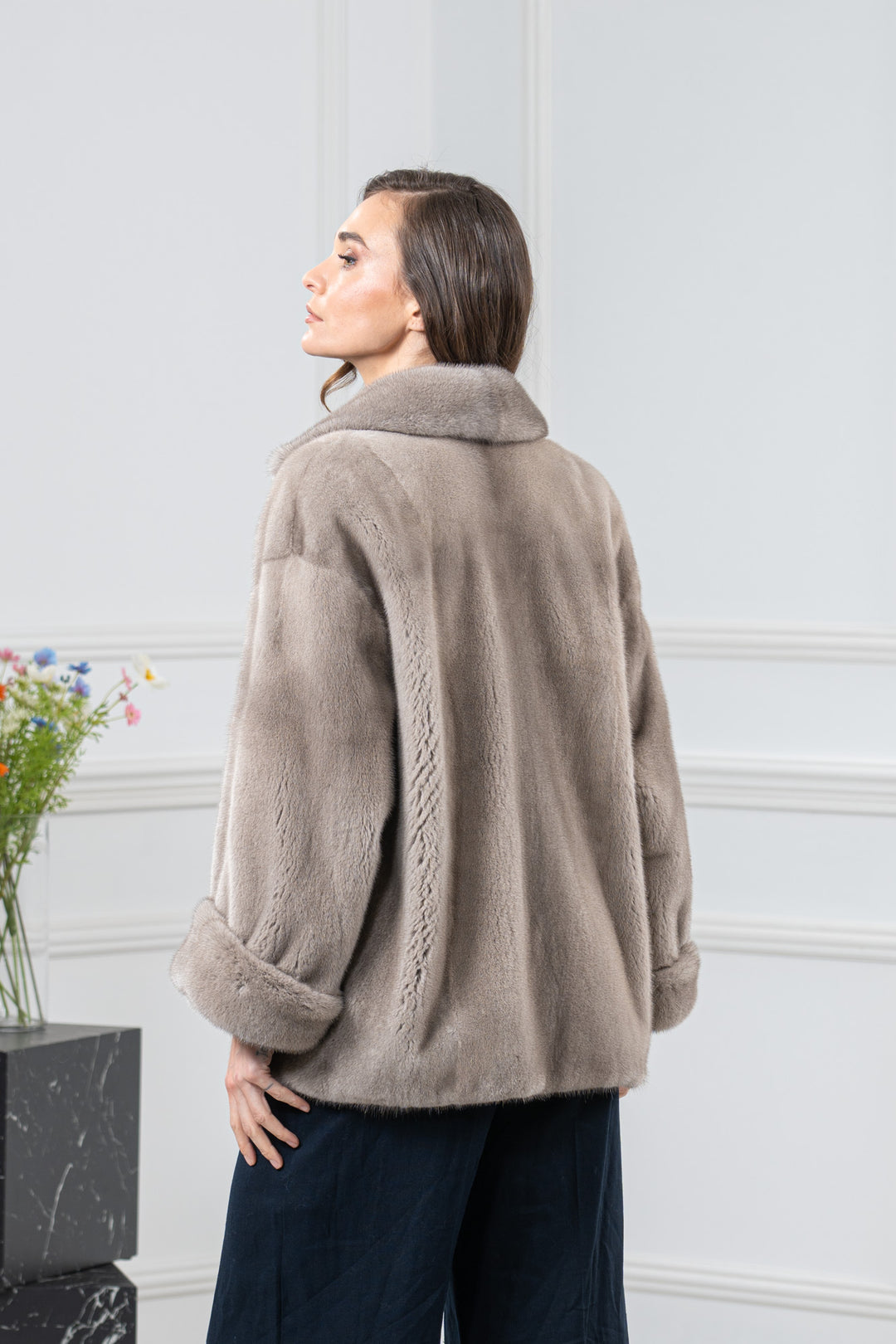 Silver Blue Mink Fur Short Jacket - Women&
