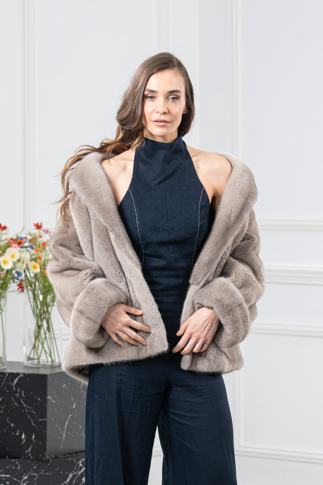 Silver Blue Mink Fur Short Jacket - Women&