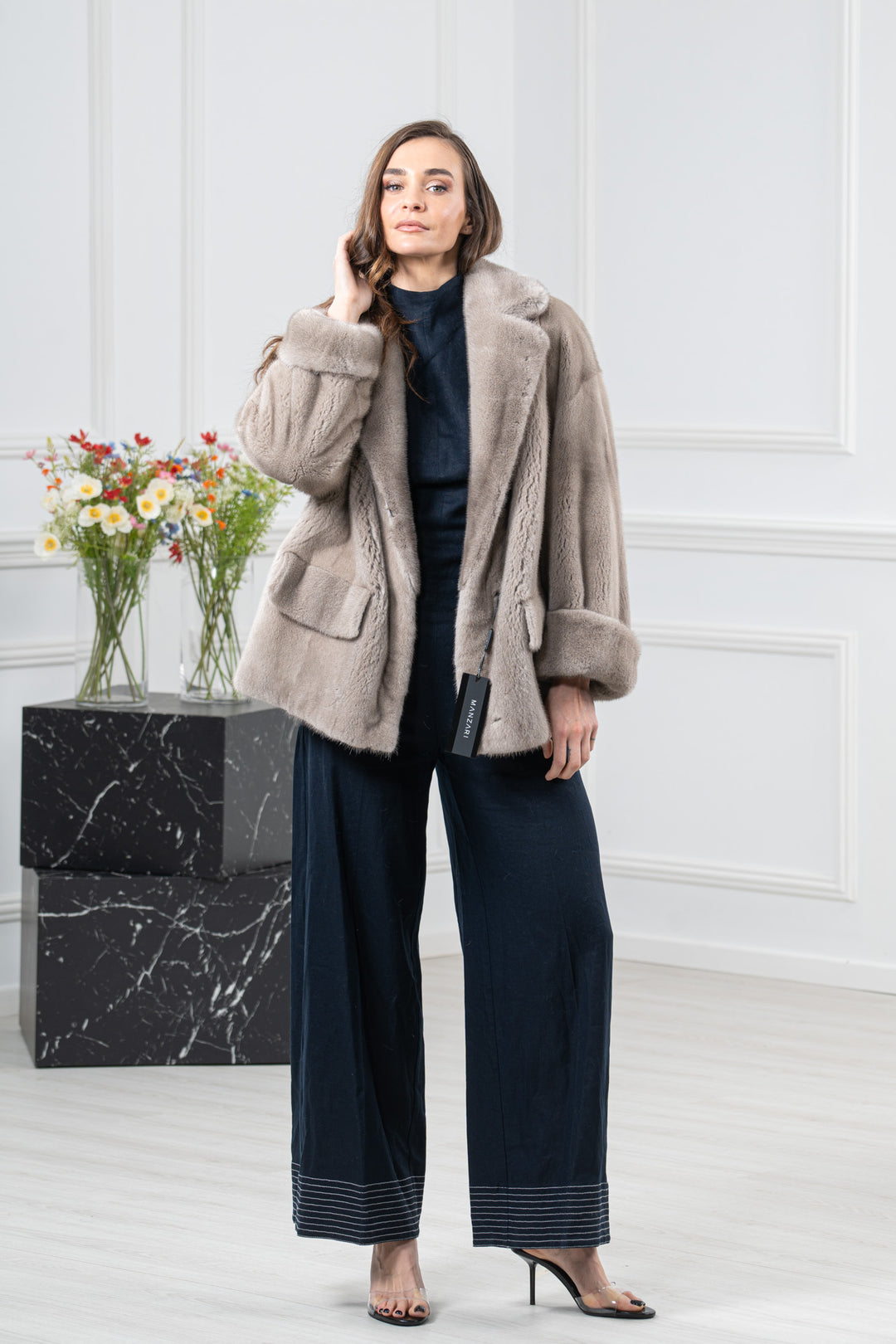 Silver Blue Mink Fur Short Jacket - Women&
