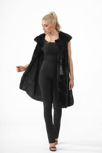 Model wearing a Black Mink fur coat